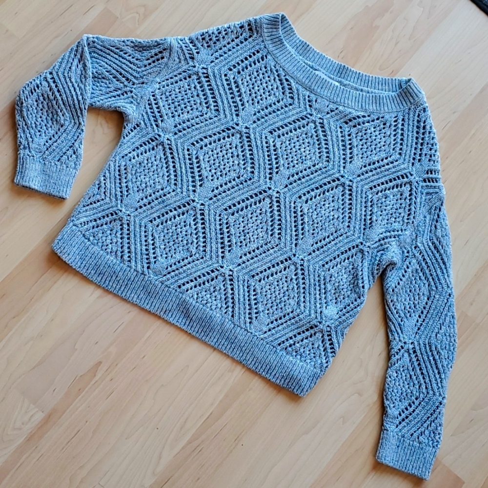 Old Navy Boat-Neck Pointelle Sweater in Blue